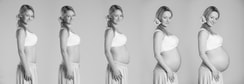 Pregnant Woman pictured at 5 stages of her pregnancy